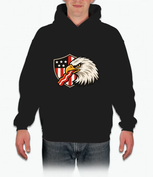 Black reference preview of the Live Free Eat Bacon Hoodie